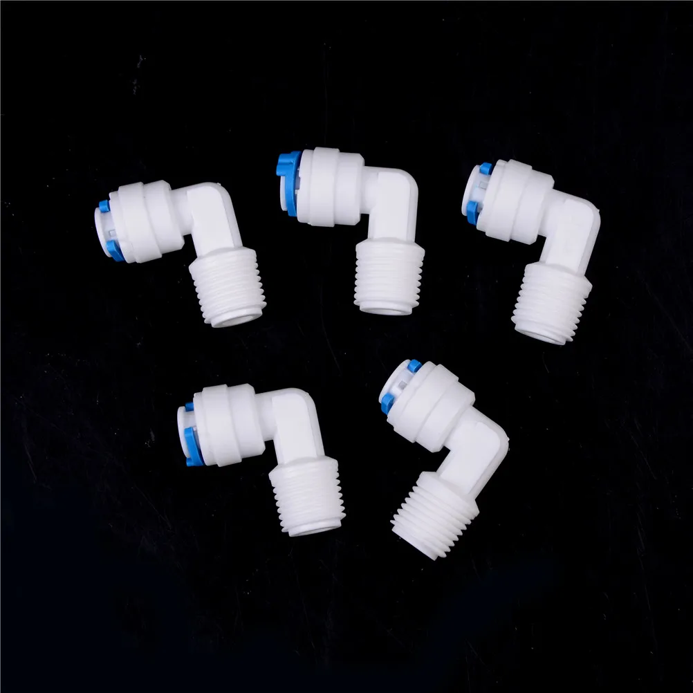 

5 PCS Tube Push Fit Union Elbow Quick Connect Water Filter 1/4"X1/4"