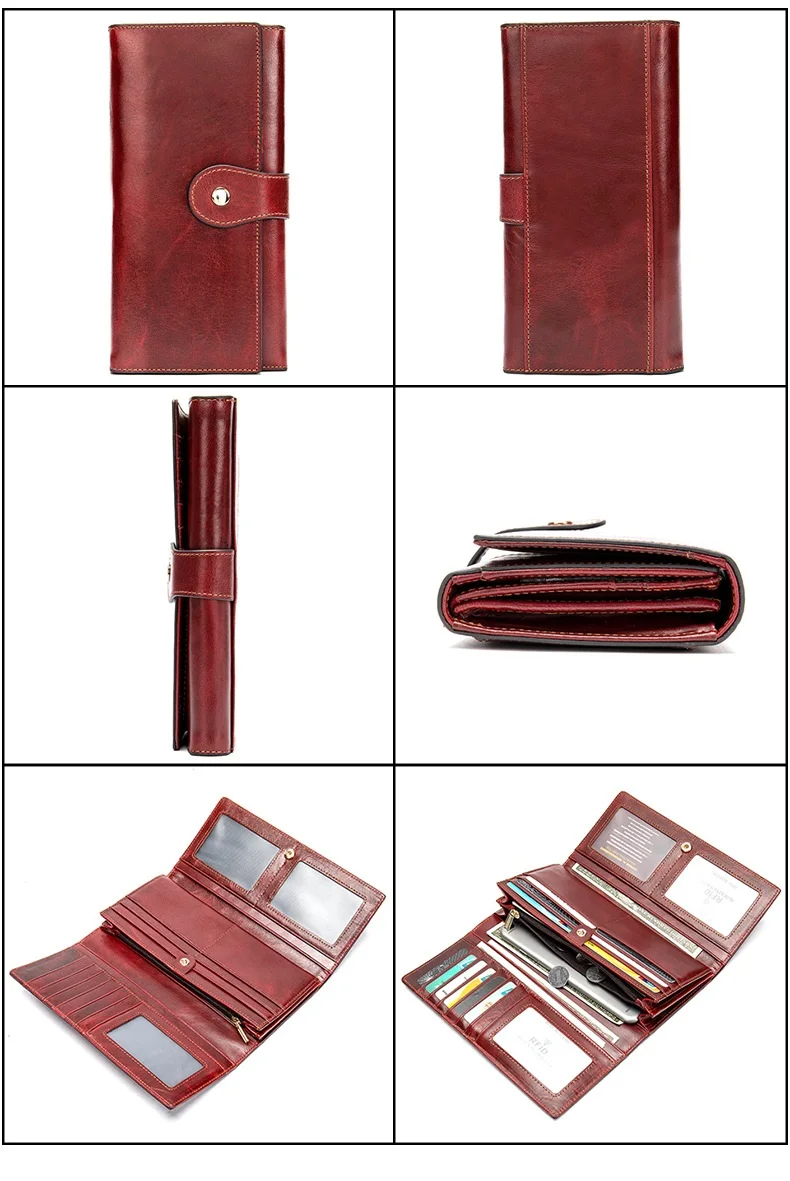 MJ Women's Wallet Genuine Leather Female Long Wallet Women Card Holder Wallets Money Bags Lady Wallets Clutch Purse Coin Pocket (4)