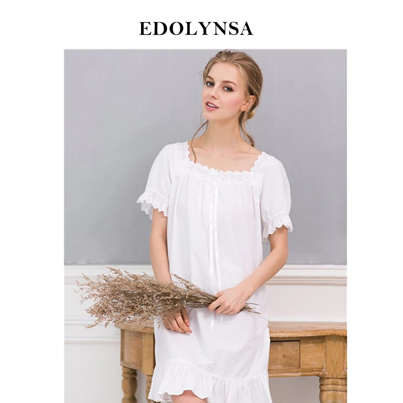 

New Arrivals Elegant Nightgowns Sleepshirts Indoor Clothing Comfortable Sleep Shirts Sexy Home Dress Lace Nightgown Female #H116