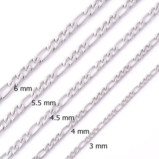 316L ожерелье из нержавеющей стали Серебряная цепочка Фигаро Ожерелье для мужчин и женщин ювелирные изделия Рождественский подарок