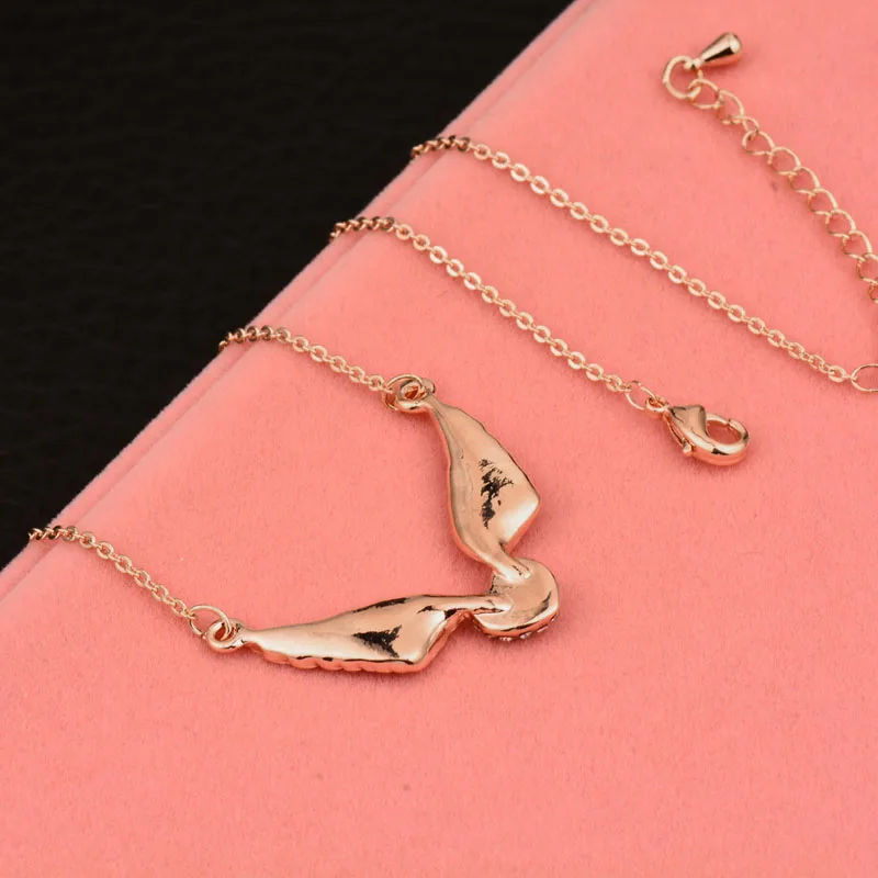 SINLEERY модное ожерелье с крыльями ангела и кристаллами в форме сердца для женщин, розовое золото, серебро, ювелирное изделие на цепочке для друзей, подарки Xl530 SSC