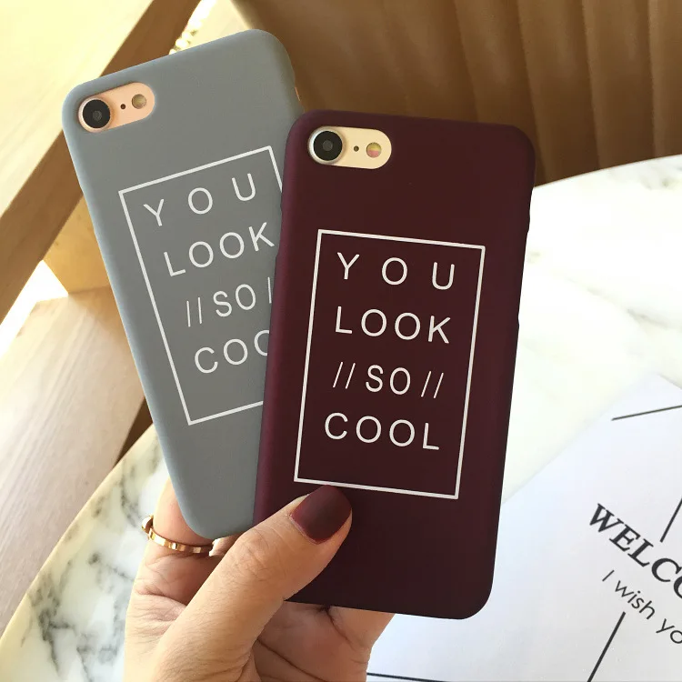 

2018 New Arrival Sale Simple Plain Cool Letter Back Cover for Iphone 6 6s Plus 5 5s Se Funda Fashion Korea Phone Cases for 7 8
