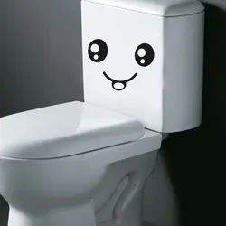 Домашний мультфильм улыбающееся лицо Wc стикер украшения Туалет наклейки на сиденья дверь знак для ванной Ванная комната съемный