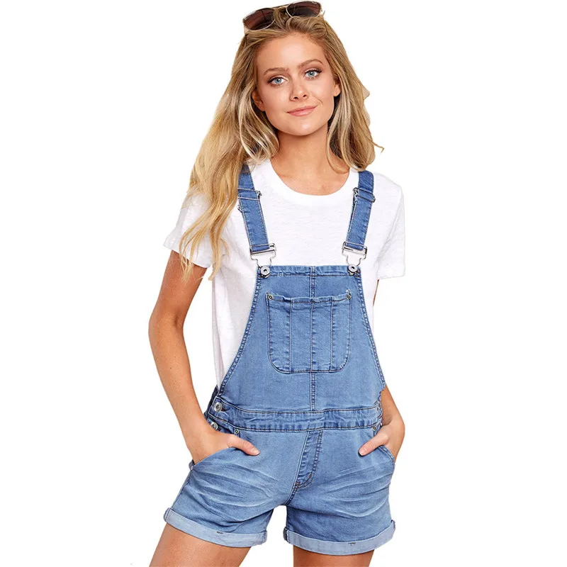 

Spring Summer Cute Suspender High Waist Denim Romper for Women Kawaii Ladies Loose High Rise Short Romper Pants Plus Size S-2XL