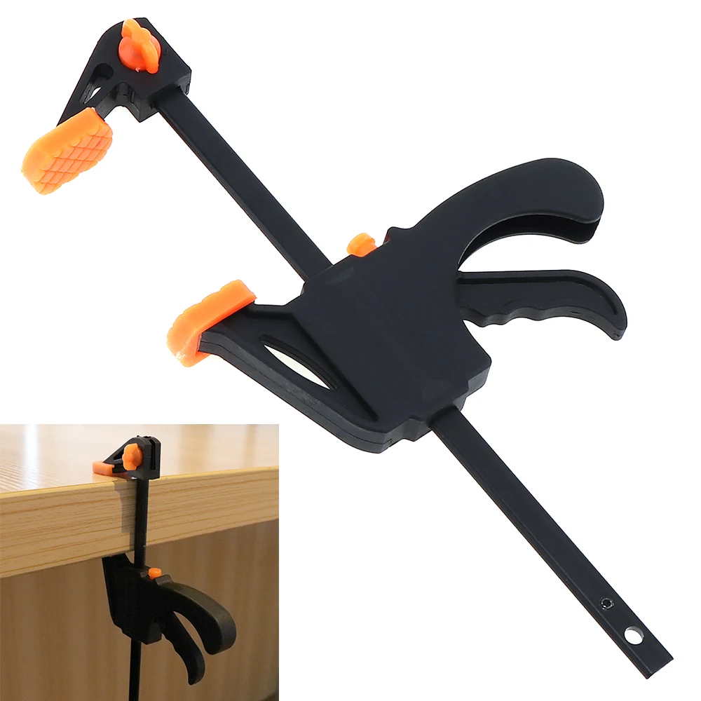 Size : 1pcs HXSD Gadget Tool DIY Adjustable Hand Wood Working Spreader 4 Inch Clip Kit Quick Ratchet Release F Clamp Speed Squeeze Work Bar Clamp