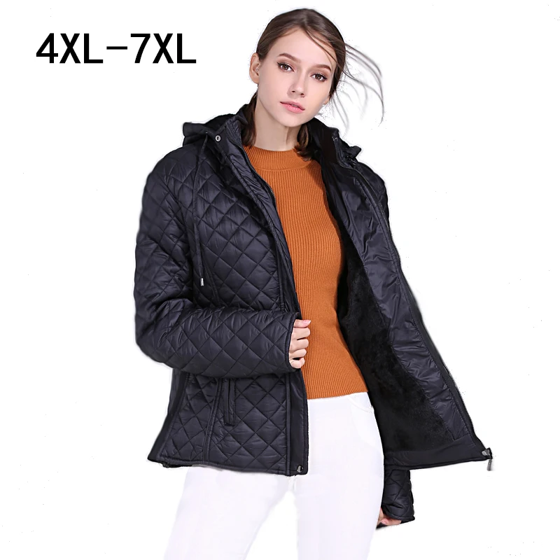 Женская Стеганая куртка с капюшоном размеры до 4XL 7XL|Парки| |