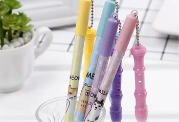 

creative Flute pendant gel Pen Ink Pen School prize Office writing Supply kawaii student Stationery black needle pen 48pc/lot