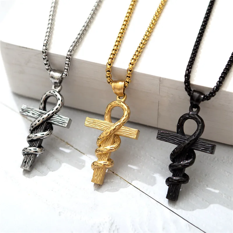 

Ancient Mysterious Personality Snake Totem Cross Necklaces & Pendants Amulet Lucky Protective Jewelry On The Neck For Girls