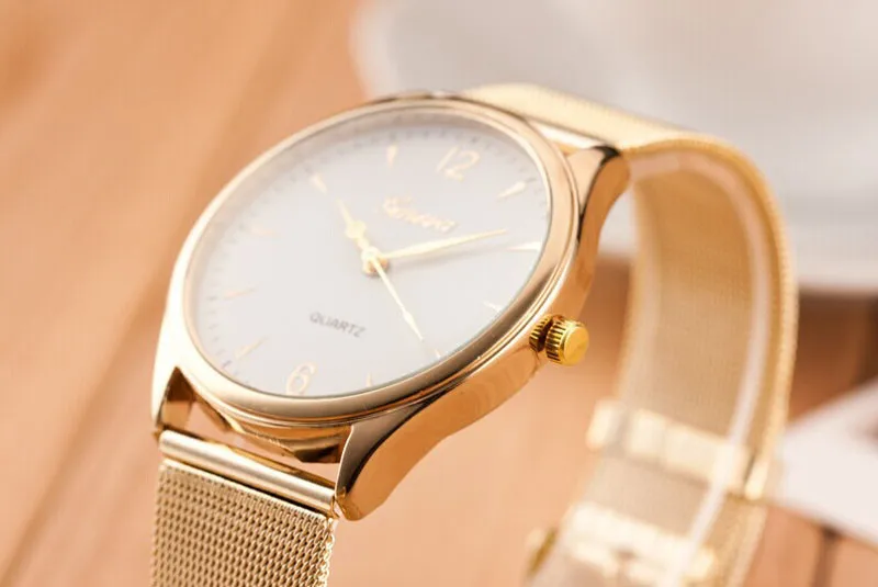 Women Watches Geneva top Brand Famous Relogio Feminino Mesh Stainless Steel Quartz Ladies Dress Wrist watch female Clock