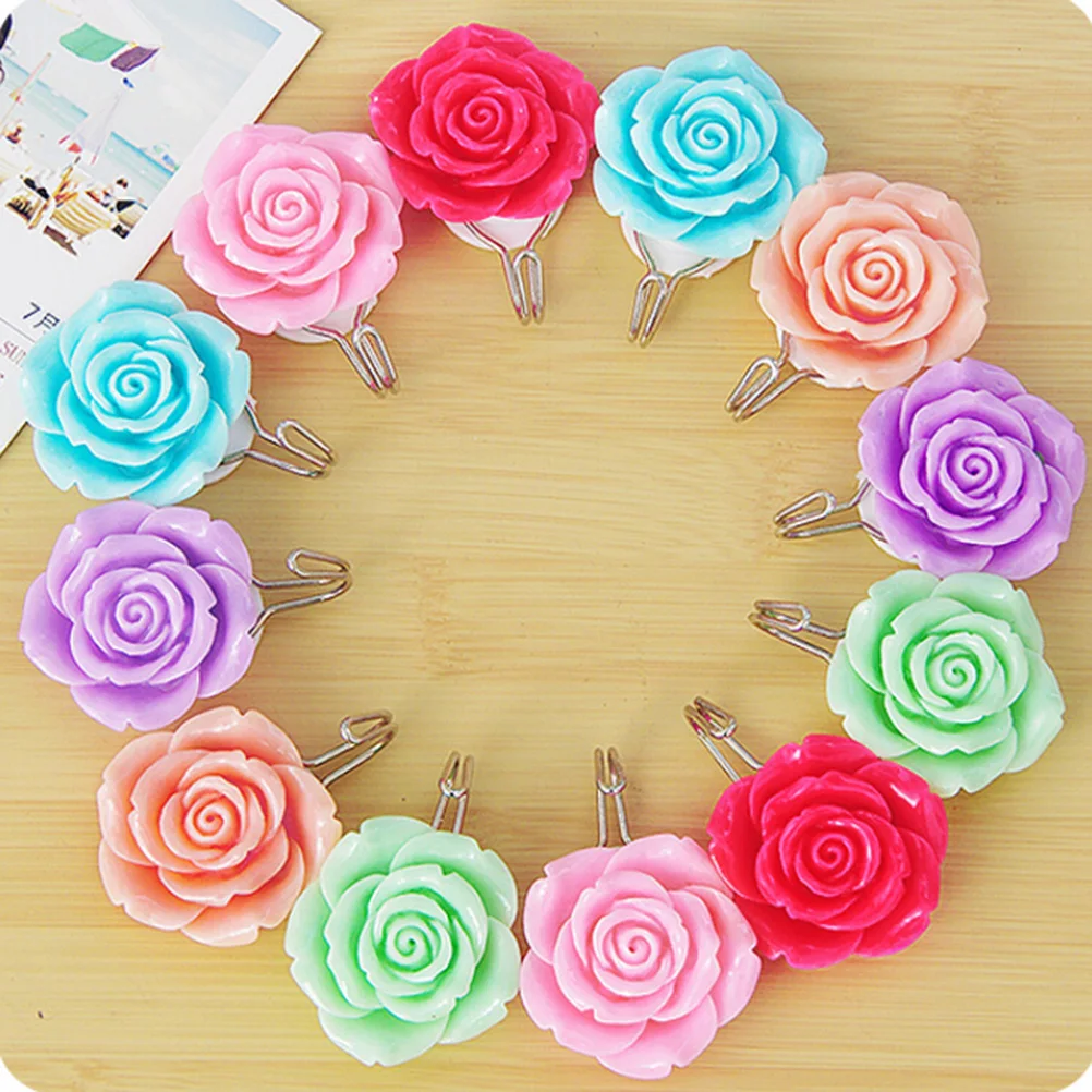 

New Arrive 2Pcs/Pack Hook After Door Wall Clothes Hat Hanger hooks Creative Home Rose Flower Sticky
