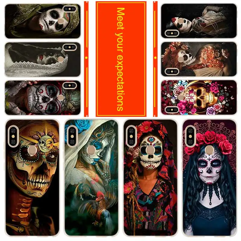

Phone for Xiaomi Redmi go 7 6a 5a 5plus 4a 4x 3s Note 7 6 5 4 3 5a K20 pro Cover Case Catrinas and skull
