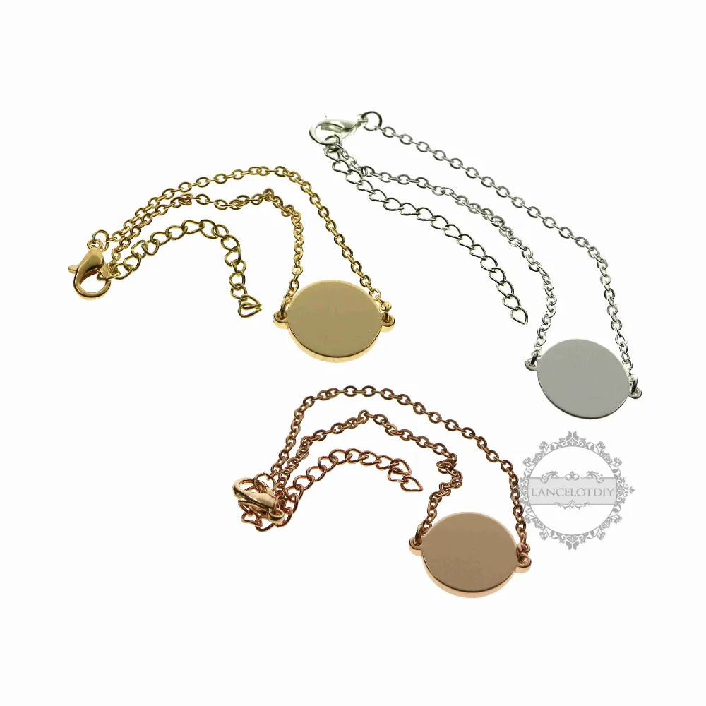 

rose gold silver blank round disc charm DIY customized personalize name engraved bracelet best friends bridesmaid gift 6460001