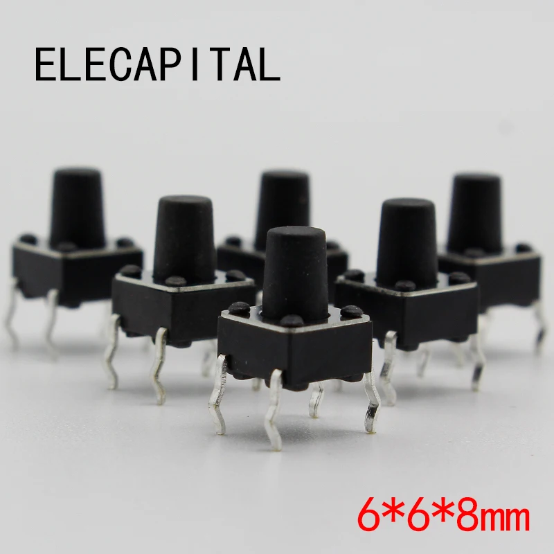 

50pcs/lot 6x6x8MM 4PIN G93 Tactile Tact Push Button Micro Switch Direct Self-Reset DIP Top Copper Free Shipping