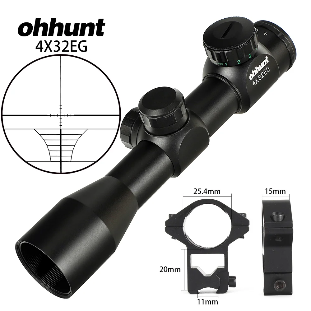 Ohhunt 4x32 3-9x40 4-16x40 6-24x50 Airsofts прицел не ночного видения высококачественный Mil Dot тактика оптический прицел прозрачные линзы - Цвет: High dovetail rings