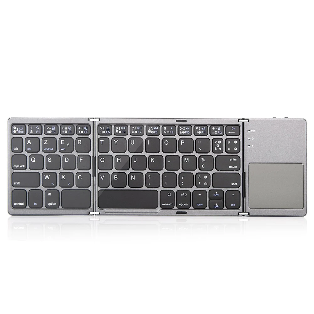  Zienstar AZERTY French Tri-Folding Wireless Bluetooth Keyboard with Ttouchpad for ipad/Iphone/Macbo