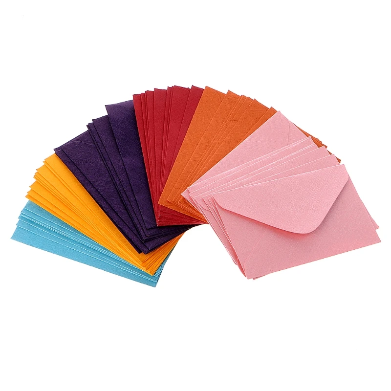 

50Pcs Retro Colored Blank Mini Paper Envelopes Wedding Party Invitation Greeting Cards Gift Envelope 7 Colors C26