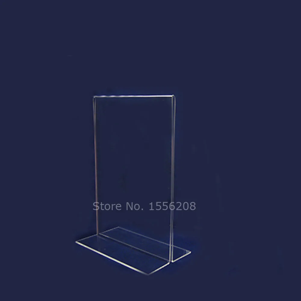Acrylic T Shape Table Top Display Stand Vertical Double Sided Stand Up