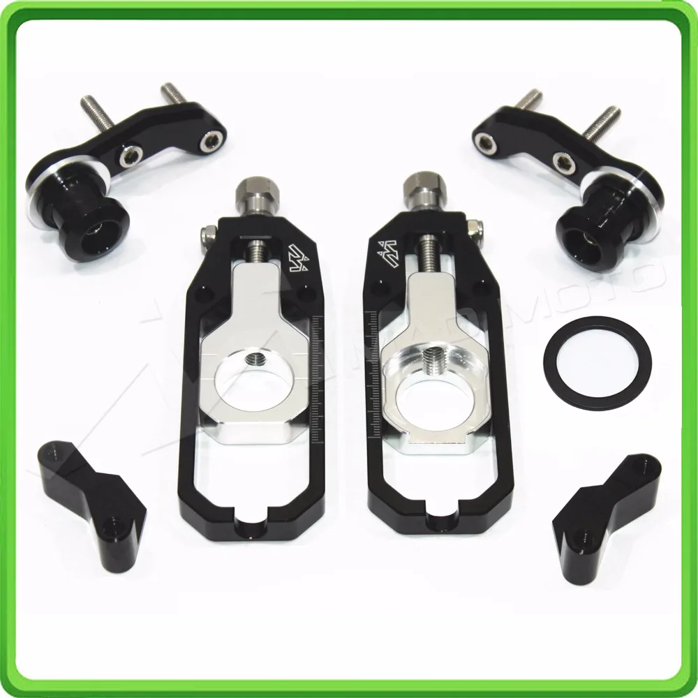 Motorcycle Chain Tensioner Adjuster with spool for KAWASAKI Ninja ZX6R ZX-6R 2005 2006 2007 2008 2009 2010 2011 2012 Black&Silver (6)