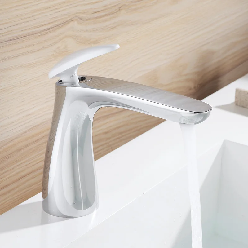 

Basin Faucets Bathroom Faucet Single handle Basin Mixer Tap Hot and Cold Water Tap Basin Faucet black and white