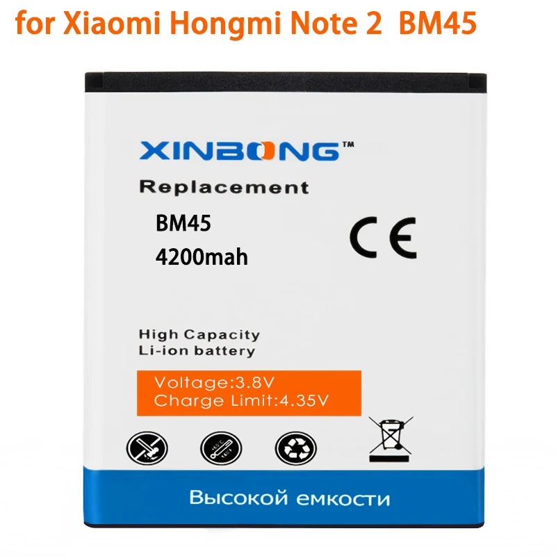 

XINBONG BM45 Battery High Capacity for Xiaomi Hongmi Note 2 Battery Red Rice for RedMi Note 2 Battery