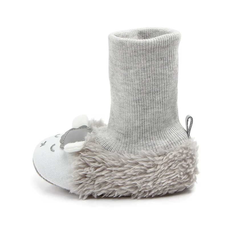 Новые зимние детские ботинки; милые вязаные ботиночки для мальчиков и девочек с изображением лисы и овцы; очень теплая обувь для малышей