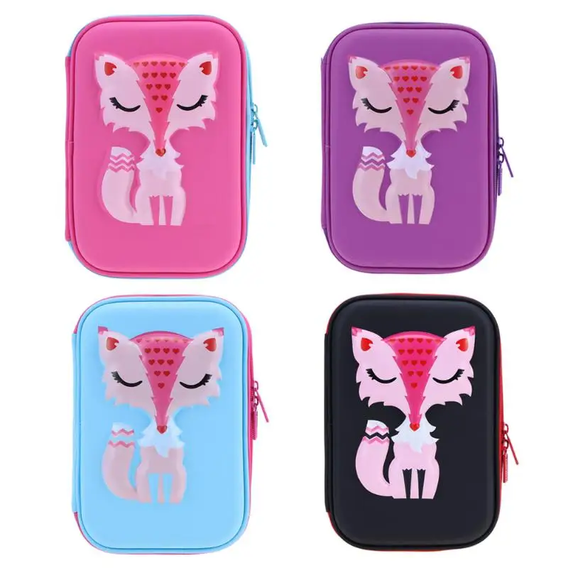 

ALLOYSEED EVA Stationery Holder Cute Cartoon Fox Pattern Large Capacity Pencil Case