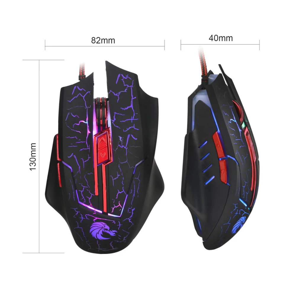 HXSJ Professional Wired Gaming Mouse 5600DPI Adjustable 6 Buttons Cable USB LED Optical Gamer Mouse For PC Computer Laptop Mice