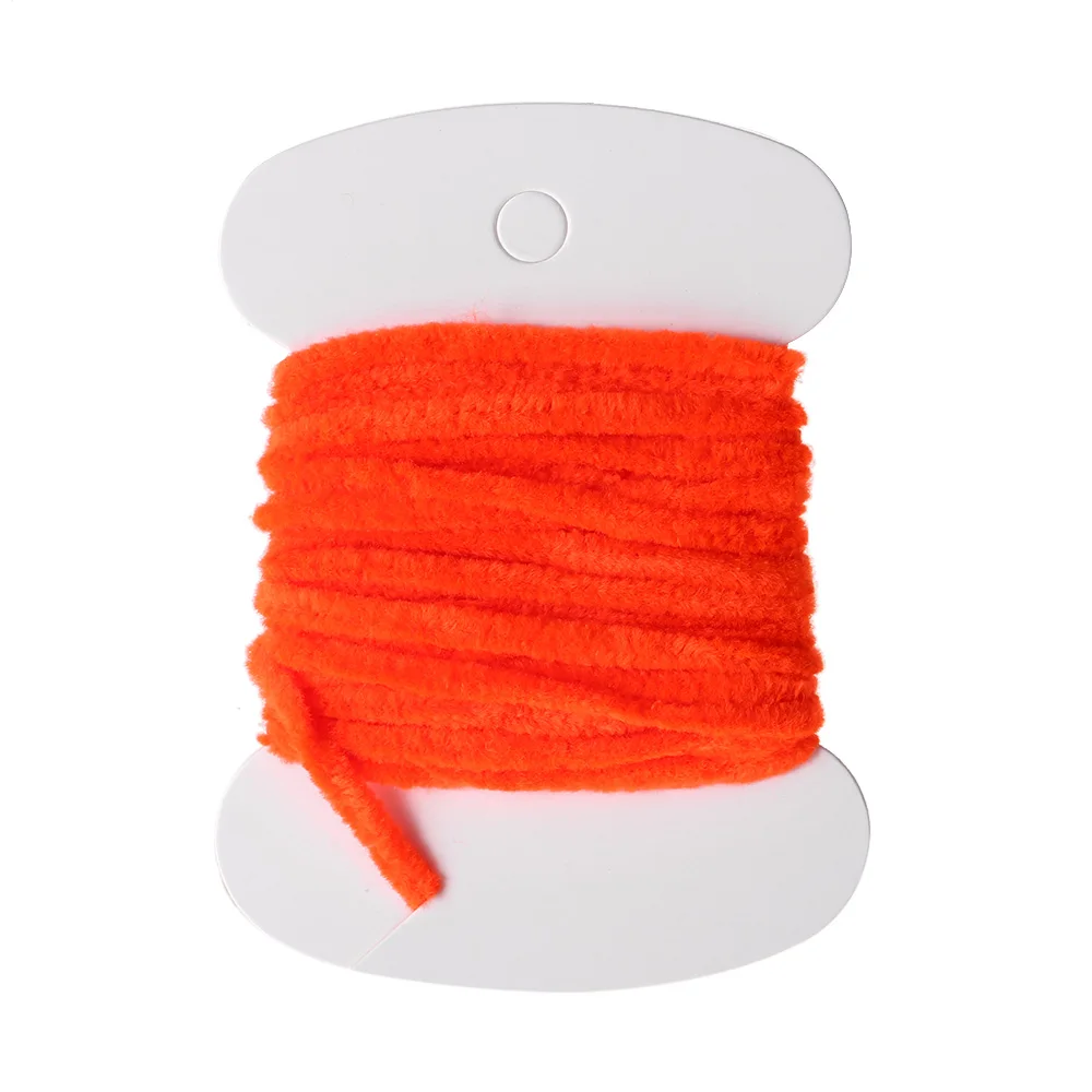 1 карточка нейлоновая рыболовная муха, связывающая тело, материал для завязывания мушек, мишура, синель, для шерстяных червей, червей, вискоза, синель, пряжа для ловли нахлыстом - Color: Orange