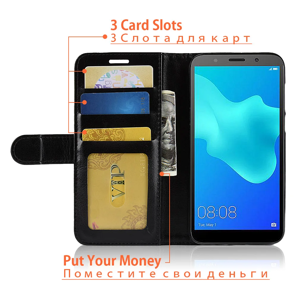 KHW2065_3_Wallet Leather Case for Huawei Honor 7A DUA-L22 5.45 Russia Version Phone Cover Case for Honor 7A Pro with Card Slot and stand