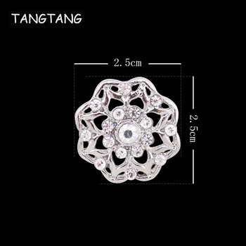 

50Pcs/lot 25MM Rhinestones Buttons Silver Shank Back Craft Making Hair Accessory Wedding Invitation Card Decoration Bijoux NK051
