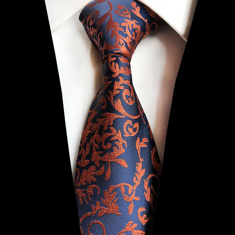 Роскошный 8 см галстук полосатый цветочный плед Пейсли ЖАККАРДОВЫЕ тканые Классические мужские галстуки на шею Свадебные Вечерние шелковые галстуки для жениха - Цвет: FT08