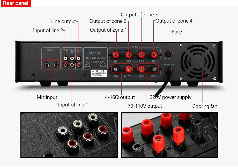 Oupushi качественная мощность 400 Вт, 500 Вт, 650 Вт MP3 Усилитель 70/100 в общий адрес FM USB усилитель для магазина рождественской музыки