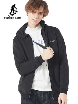 

Pioneer Camp new arrival hooded black jacket men brand clothing male outerwear & coats top quality 100% cotton AJK802217