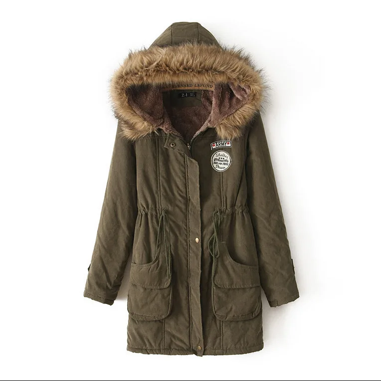 woman parkas winter warm long appliques pockets cute solid zipper hooded thick female long sleeve parkas boho 2019
