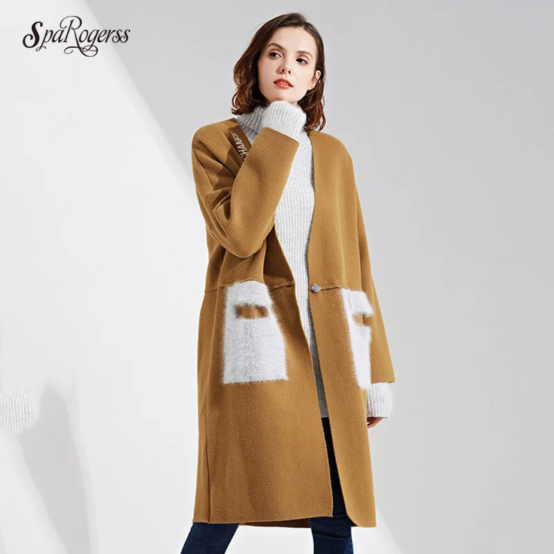 women autumn winter long sleeve knitted sweater cardigan