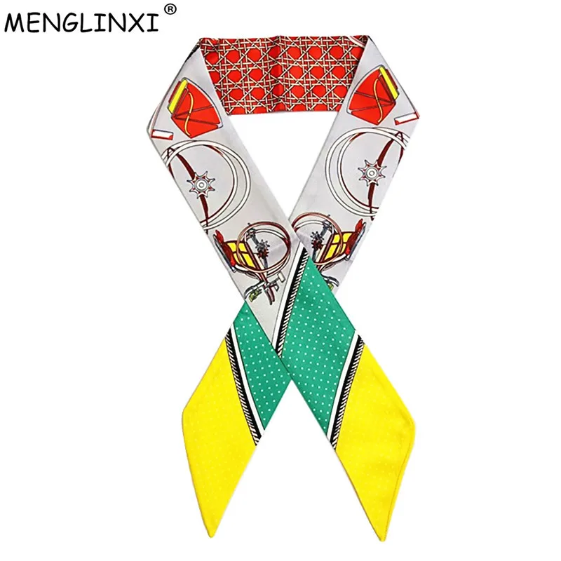 

Small Dot Print Skinny Silk Scarf 2018 New Bag Scarf For Women Brand Silk Foulard Women Tie Fashion Head Scarves For Ladies Girl