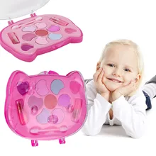 Kucing Portabel Gadis Putri Gadis Mudah Dicuci Makeup Mainan Non Beracun Deluxe Makeup Set Lipstik dan Eye Shadow untuk anak-anak Hadiah(China)