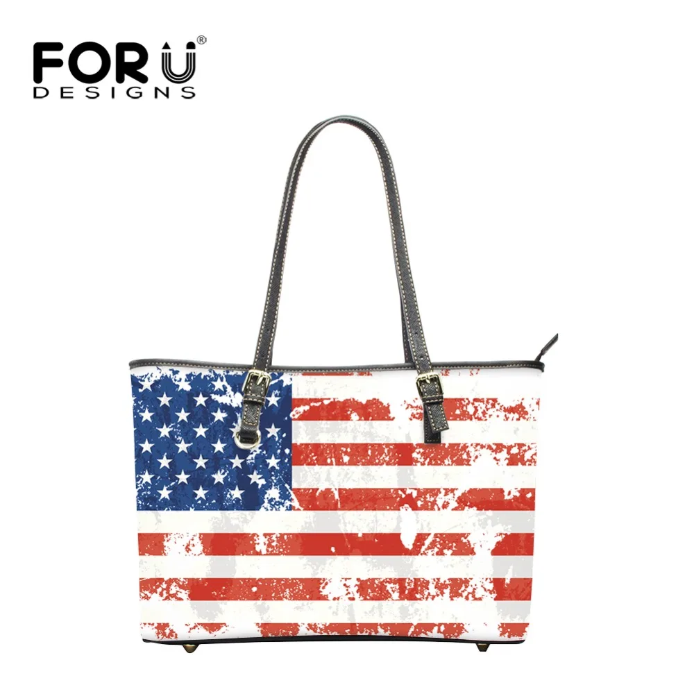 FORUDESIGNS Beach Handbags USA Flags Pattern Shop Online Handbags Large Capacity Shoulder Bags ...