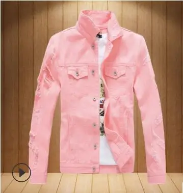 Koop Roze gat denim jasje mannen versie van trend lente en herfst stijl casual mannen jas knappe kleding herfst D209