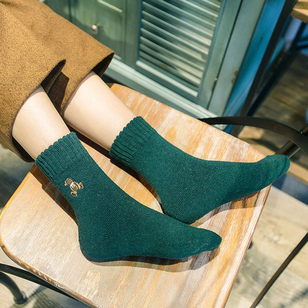 5 pairs winter ladies thermal rabbit wool cute female Cotton socks for women high quality thicken warm socks