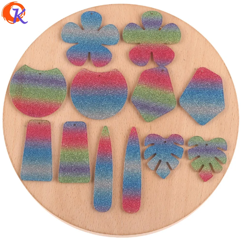 

Cordial Design 100Pcs Jewelry Making/Earrings Connectors/DIY Accessories/Ranbow Glitter Powder Effect/Hand Made/Earring Findings
