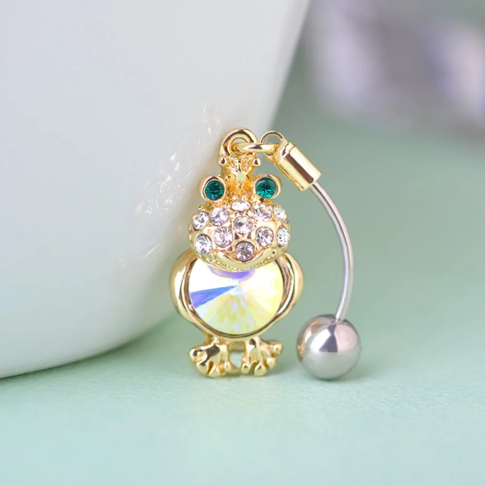 Rhinestone Frog Prince Navel Rings For Women Piercing Belly Button
