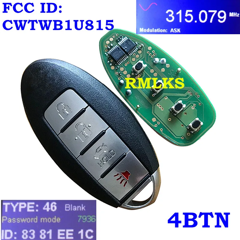 3/4 кнопочный умный проектор для Nissan Sunny Teana Sylphy Sentra Versa 315 МГц чип ID46 CWTWB1U815 TWB1U815|Ключ
