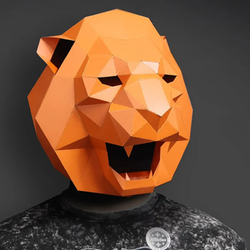 

Halloween Mask DIY Paper Masks Lion Head Party Masquerade Mascara Cosplay Animal Masque Carnaval Decoration Creative Prop Masker