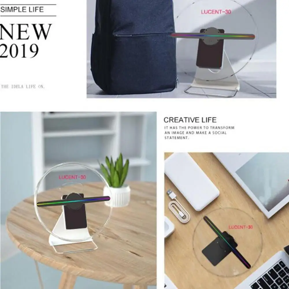 3D Holographic Projector Display Fan LED Hologram Player Lamp Rechargeable Video Light 30cm 256 LED 2019 New Arrival 3D Holographic Projector Display Fan LED Hologram Player Lamp Rechargeable Video Light 30cm 256 LED 2019 New Arrival