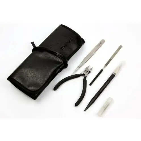

MENG-Model MTS-003, Basic Hobby Tool Set,Model Tool Foundation Kits,Tweezer,Plier,Pen Knife,Spare Blades,file with Black Bag
