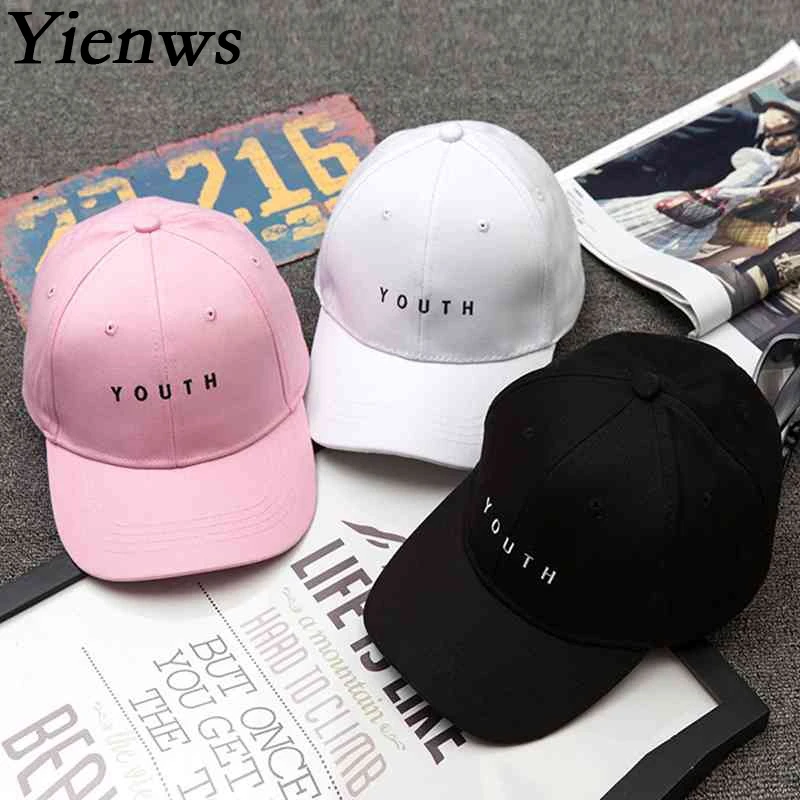 

Yienws Korean Style Cap Women Men One Piece Chic Letter Youth Bone Baseball Cap unisex Casquette De Marque C136