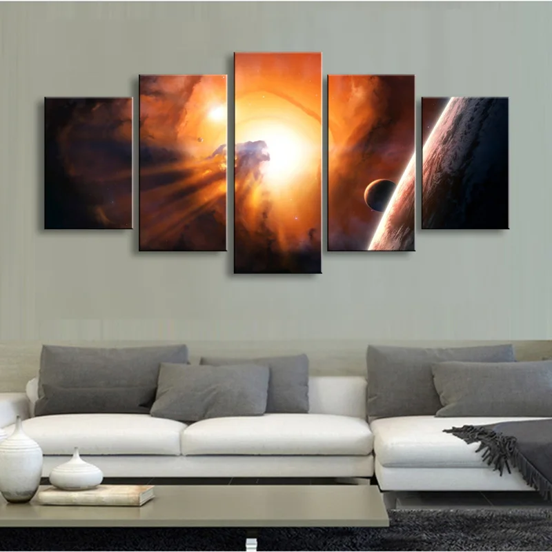 5 pieces high-definition no frame print  Nebula canvas oil painting poster and wall art living room picture XY-018 (4)