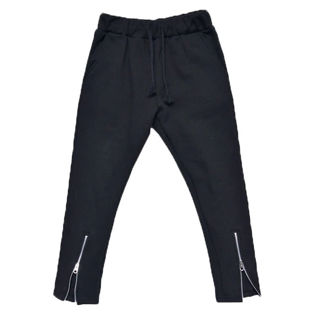 Men's Leg Opening Zipper Harem Pants Casual Elastic Waist Fitness