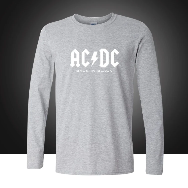 Мужская с длинным рукавом ACDC печатная Футболка мужская хлопковая свободная одежда рок музыка Австралия AC DC размера плюс